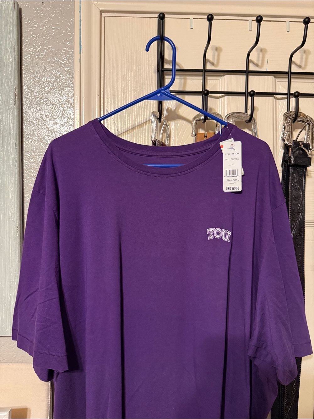 Tommy Bahama Purple Short Sleeve Tee with TCU Embroidery